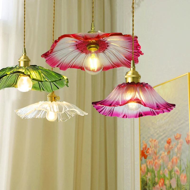 Vintage Flower Glass Pendant