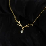 Gold Elk Pendant Necklace