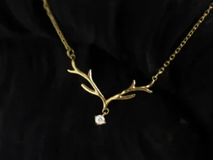 Gold Elk Pendant Necklace