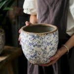 Antique Blue Ceramic Planter